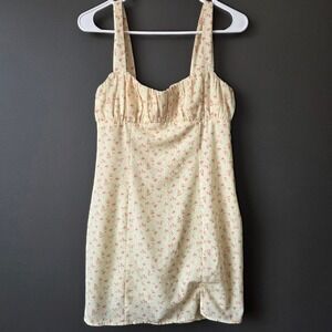 Princess Polly Yellow Floral Ruched Bust Mini Dress US 6 Sundress Summer Slit